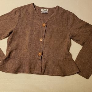 Flax Linen Long Sleeve Button Down Top S